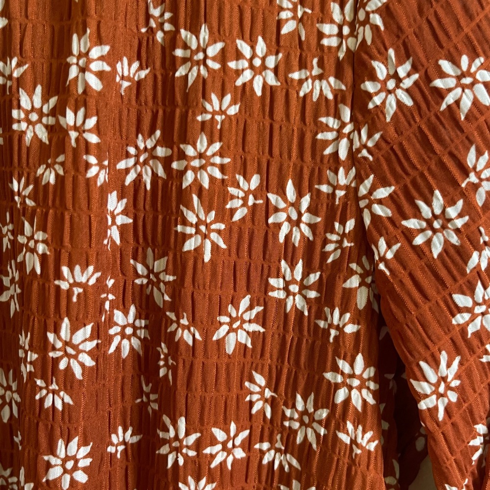 Loft Women's Sz M Burnt Orange‎ Tiered Madi Dress with Keyhole Opening - Picture 9 of 16